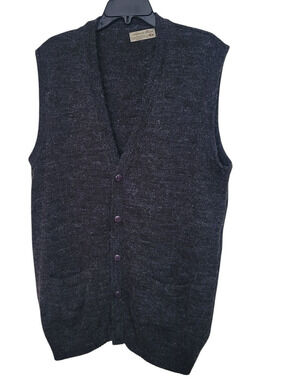Alpaca Fina 100% Wool Men’s Gray Vest with Pockets Made In Peru Size XL
